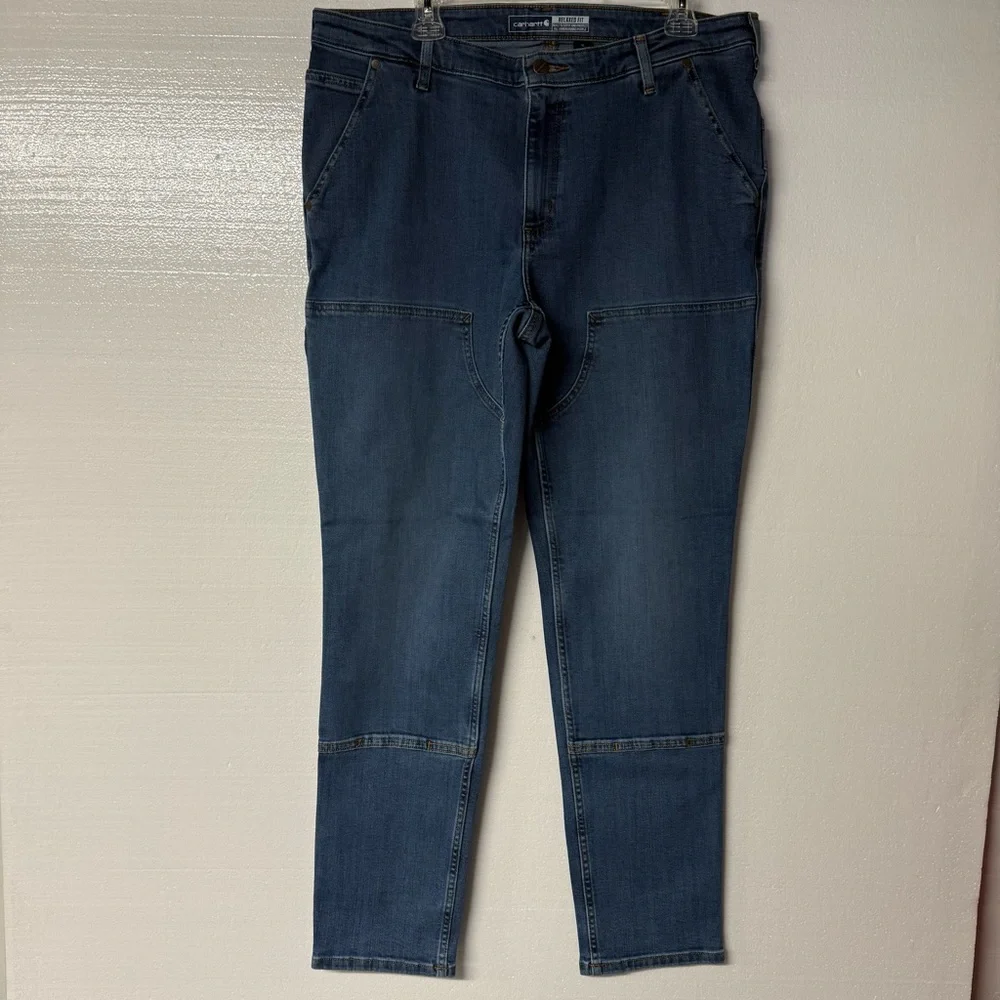 Carhartt Jeans Women 16 Tall Rugged Flex Relaxed Fit Double-Front Denim Stretch